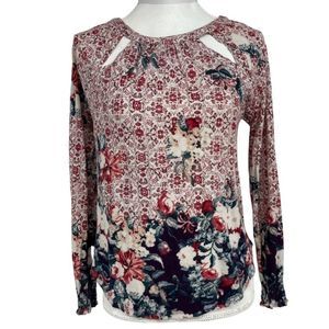 Lucky Brand Long Sleeve Floral Print Top